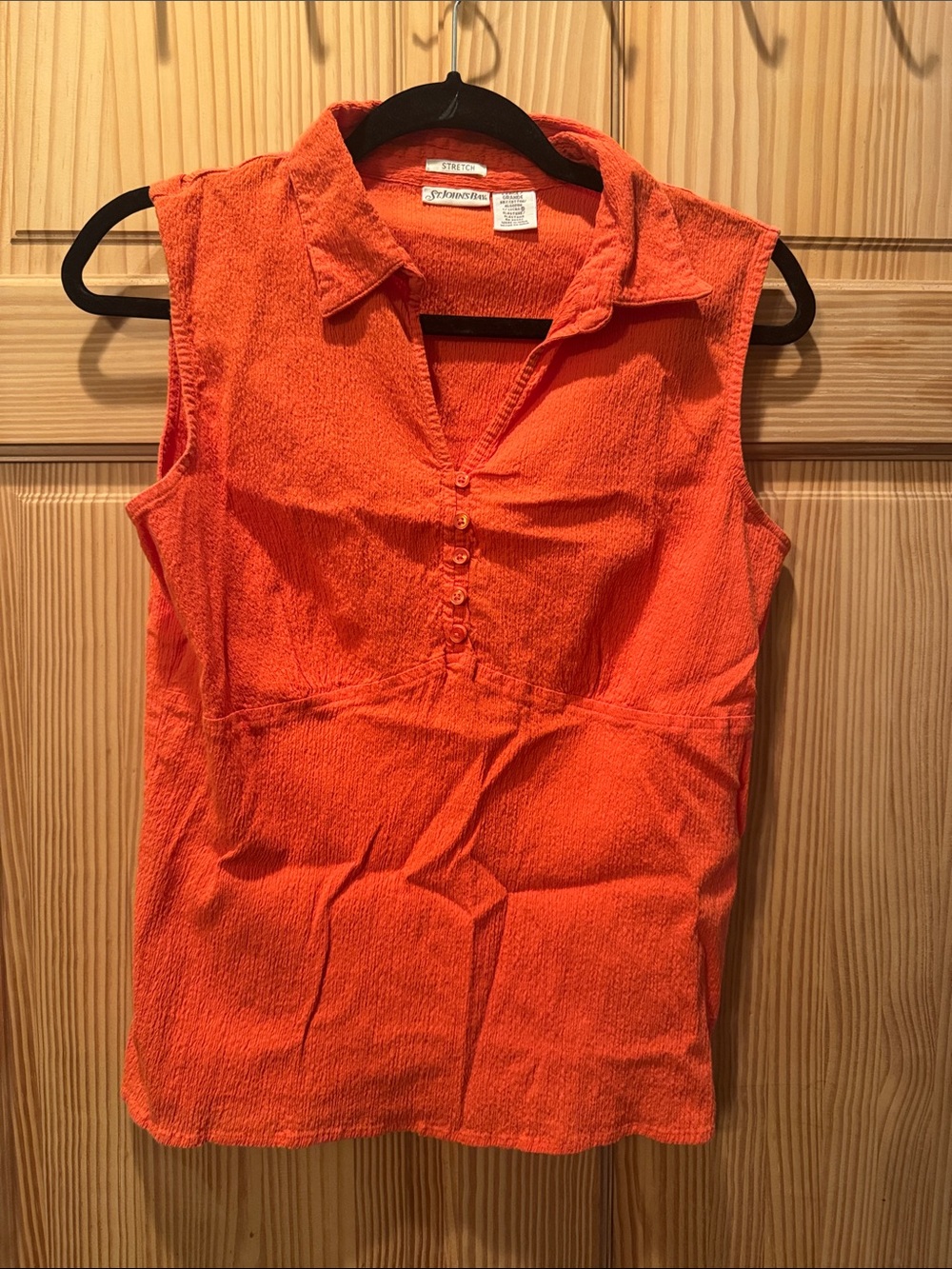 St. John's Bay Sleeveless Collared Tank Top — Bright Orange